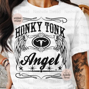 Honky Tonk Angel PNG, Cowgirl rétro, Sublimation Western, Nashville PNG, Chemise Nashville, Musique country, Cowboy, Rodéo, Téléchargement immédiat