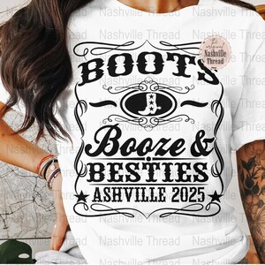 Boots Booze And Besties, Ashville Girls Trip png, Whisky, Retro Cowgirl, Country Bach, png, Ashville Besties, Western Sublimation, Country
