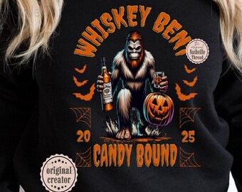 Whisky gebogen Bigfoot Halloween PNG, Western Sublimation (Digitaler Download)
