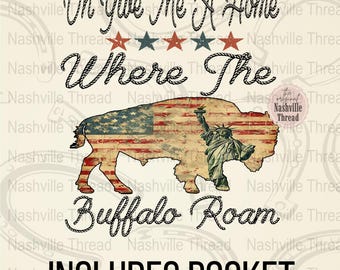 Western 4. Juli Buffalo Roam PNG, Retro Rodeo Sublimation (Digitaler Download)