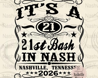 Nashville 21st Birthday PNG, Retro Cowgirl Theme (Digital Download)