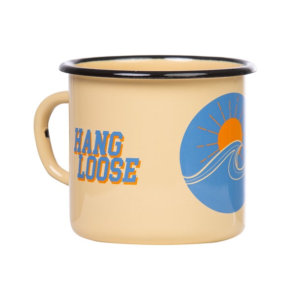 Enamel mug HANG LOOSE | robust mug for surfing, vanlife, travel | in a retro design