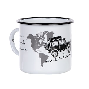 Emailletasse OVERLANDER | robuster Becher für Reise, Camping im Retro design | für Globetrotter, Reisende, Explorer | 330ml