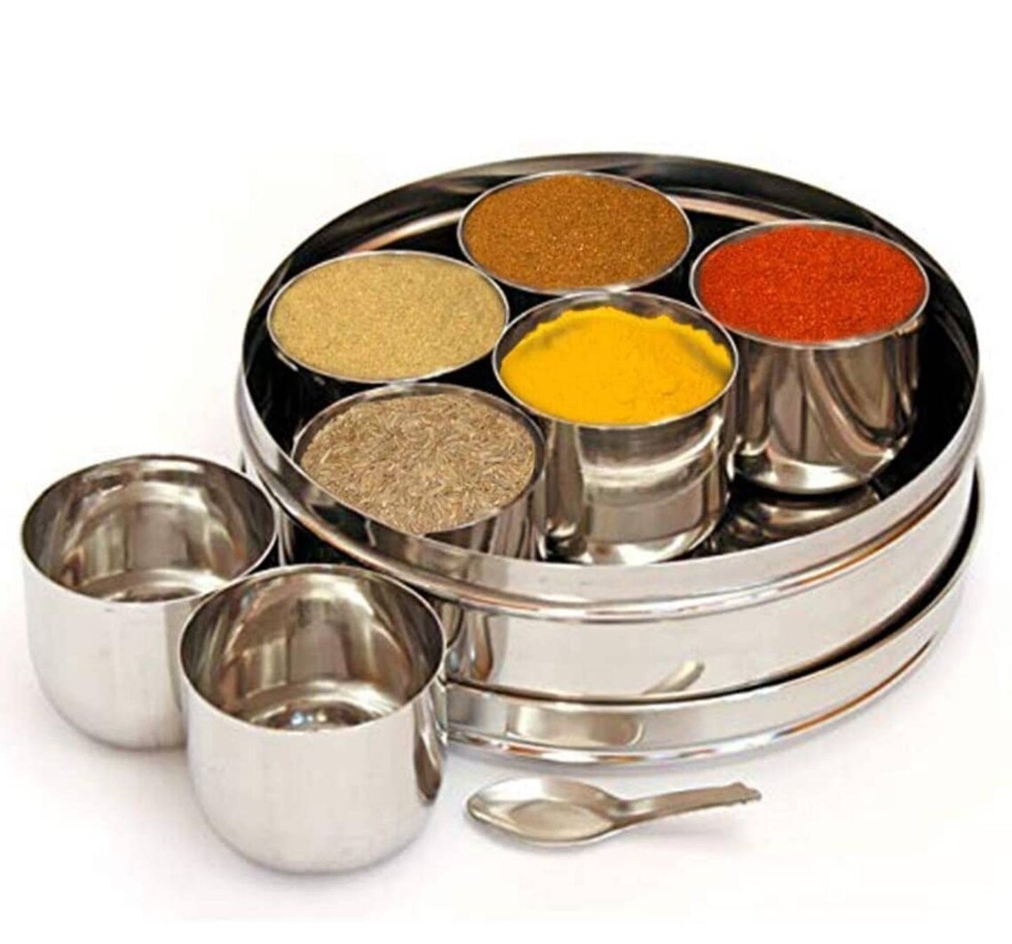 Indian Spice Box masala Dabba 17cm Diameter Etsy UK