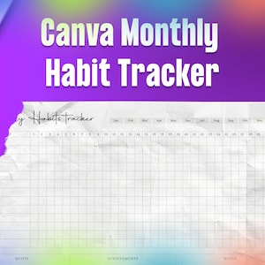 Printable Canva Monthly Habit Tracker for Etsy Planners and Organizers