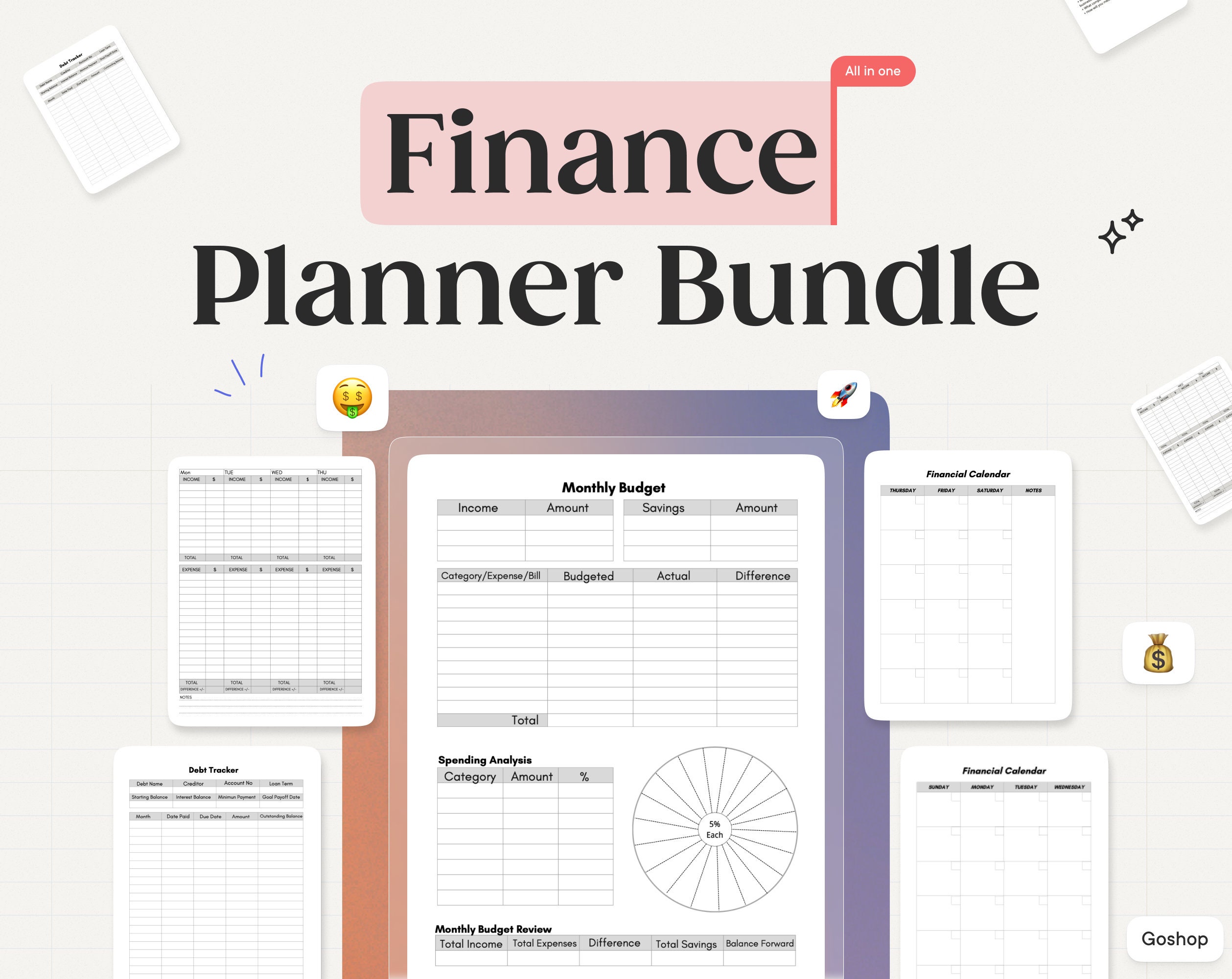 Finance Planner BUNDLE! Budget Planner Templates, Financial Savings ...