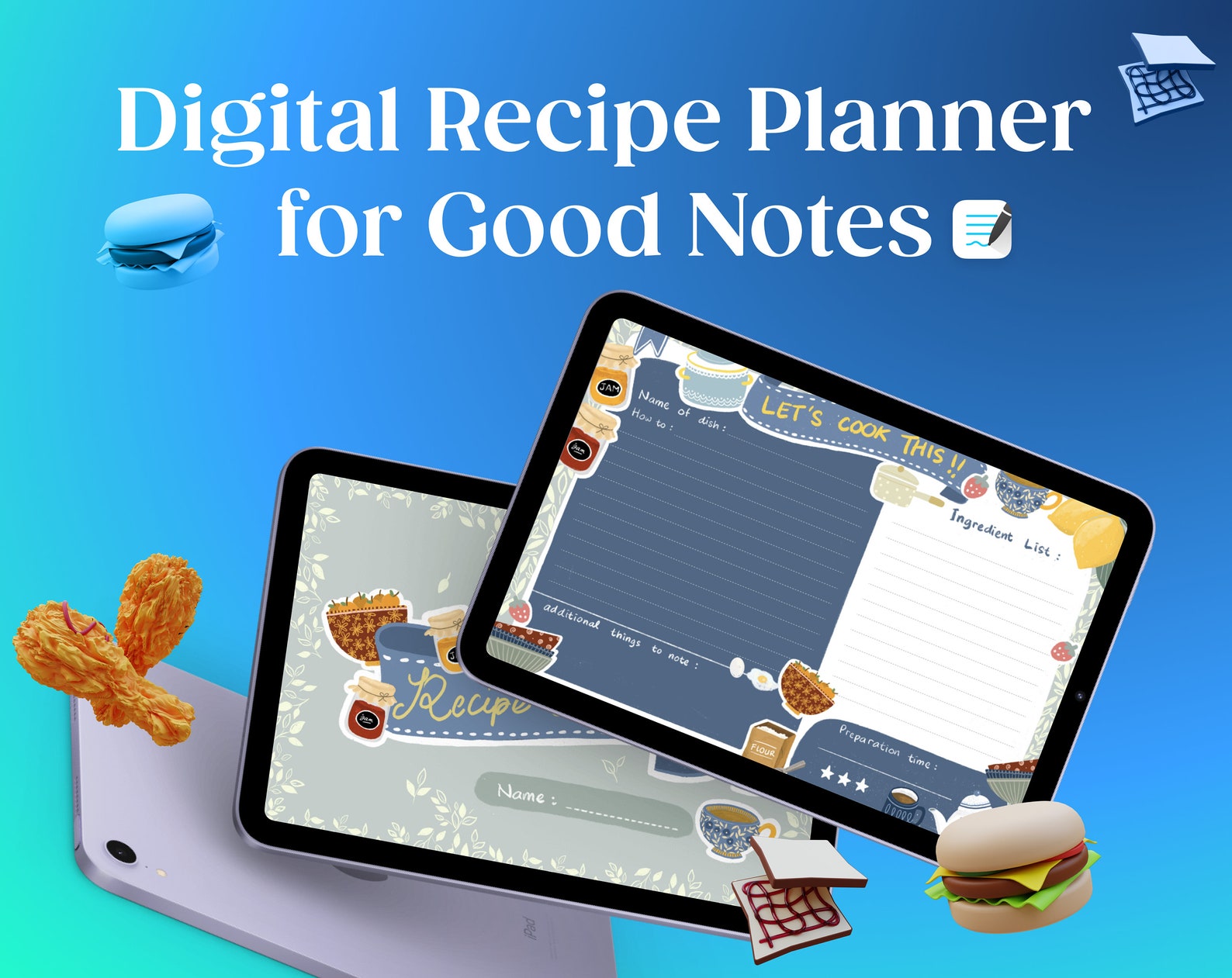 Digital Recipe Planner for Goodnotes - Meal Planning, Grocery List, and ...
