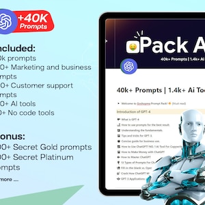 All in one Pack +40k Prompts | +1.4k Ai Tools | +600 No code Tools | AI Total Guide | Make Money Online with ChatGPT | Business Idea