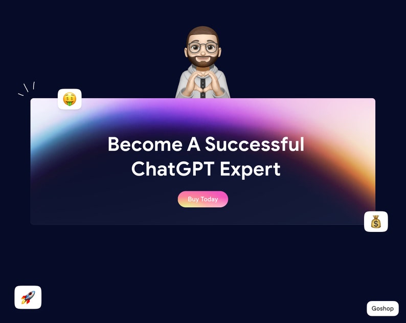 May include: A colorful gradient background with the text "Become A Successful ChatGPT Expert" and a button that says "Buy Today".