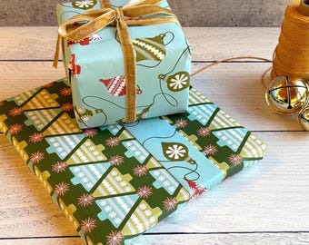Retro Holiday Wrapping Paper – Double-Sided Christmas Gift Wrap with Sweater Trees & Ornaments