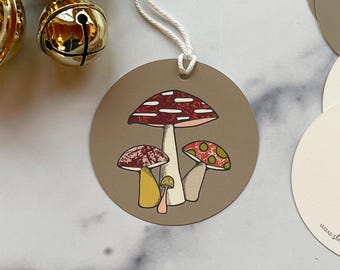 Mushroom Gift Tags – Set of 6 Round Tags with Nature-Inspired Design, 3-Inch