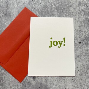 Tarjeta de notas Holiday Joy Letterpress, tarjeta plana de 4,25" x 5,5"