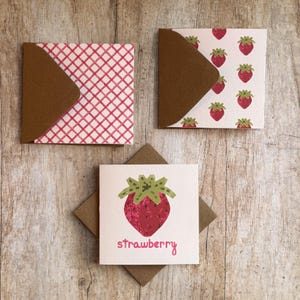 Mini tarjetas Strawberry Patch / Tarjetas de regalo, juego de 3