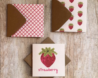 Mini tarjetas Strawberry Patch / Tarjetas de regalo, juego de 3