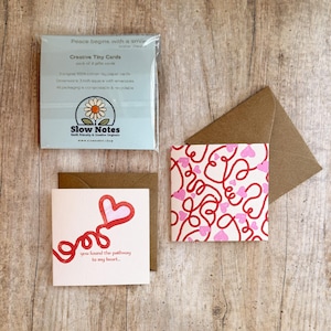 Tarjetas pequeñas para enviar abrazos (juego de 3) / Tarjetas con forma de corazón / Tarjetas adjuntas