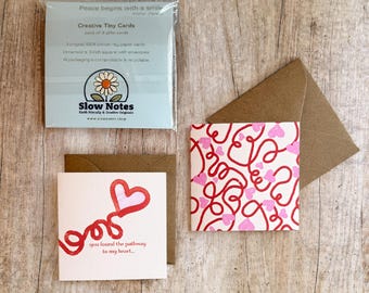 Tarjetas pequeñas para enviar abrazos (juego de 3) / Tarjetas con forma de corazón / Tarjetas adjuntas