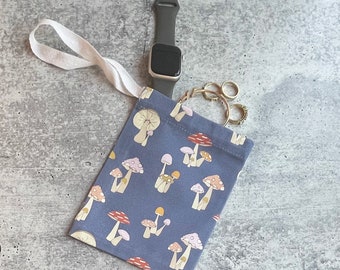 Mushroom Field Stash Bag – 5x6.75 Reusable Cotton Gift Bag with Drawstring