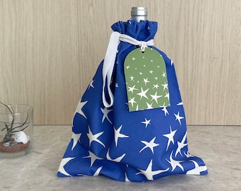 Starry Night Gift Bag – 10x13.5 Reusable Organic Cotton Sack for Wine or Food Gifts
