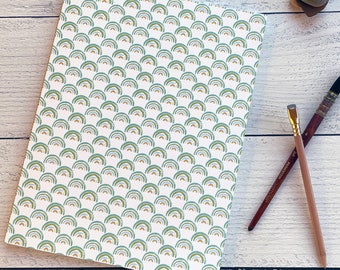 Rainbow Sketchbook – Large Layflat Journal with Blank Recycled Pages, 8.5x11"