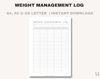 Registro de control de peso / Seguimiento de salud y actividad física (PDF imprimible)