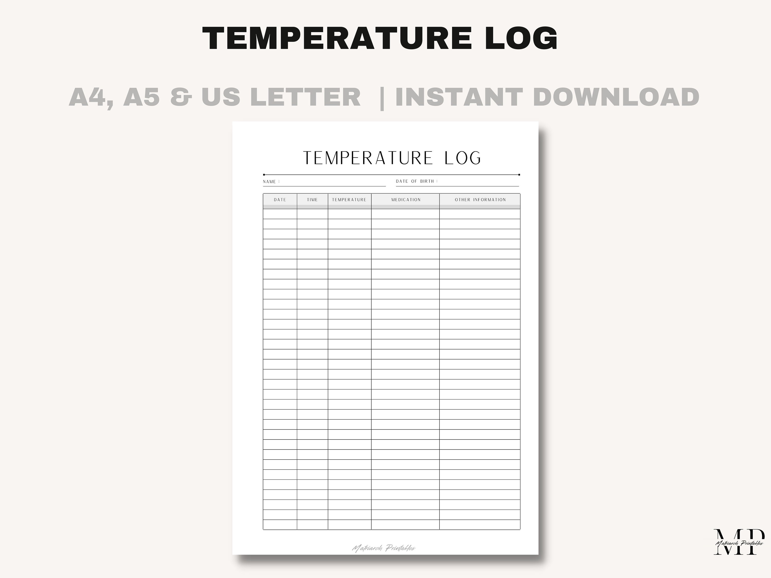 Carnet De Suivi Température Frigo/congélateur – 32 Pages A5 – Hygiène Alimentaire