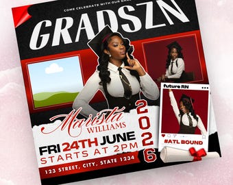 Editable Graduation Invitation Flyer: Class of 2026 Template (Digital Download)