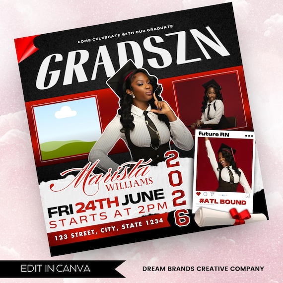 Editable Graduation Invitation Flyer: Class of 2026 Template (Digital Download)