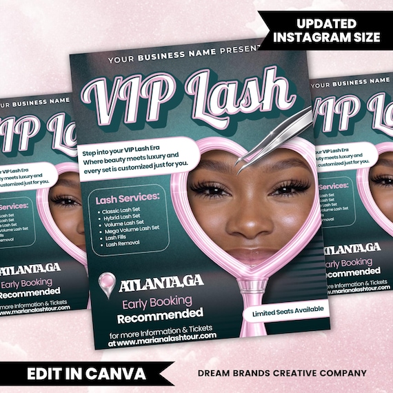 Lash Flyer Template Canva | Lash Extension Promo Flyer | Lash Tech Marketing Template | Eyelash Artist Social Media Flyer