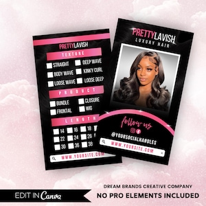 Visitenkarte Vorlage, Visitenkarten Vorlage Design, Hair Stylist Lashes Nail Tech Zöpfe Perücken Karte, Instagram IG Visitenkarte Vorlage