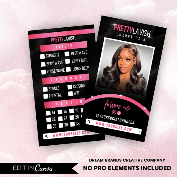 Business Card Template, Business Card Template Design, Hair Stylist Lashes Nail Tech Braids Wigs Card, Instagram IG Business Card Template