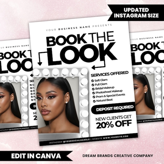 Makeup Business Promo Flyer Template, MUA Advertising Flyer, Beauty Services Promo, Makeup Artist Marketing Ad, Editable Canva Template