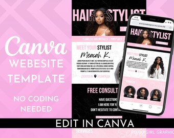 Canva-websitesjabloon, Canva-website, Canva bewerkbaar, vrouwelijke Canva-website, verkooppagina, sjabloon voor bestemmingspagina