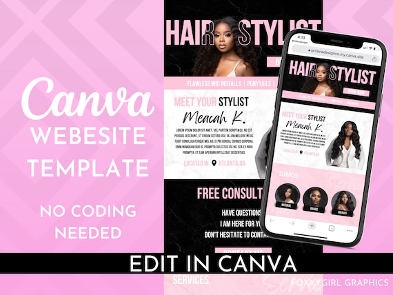 Canva website template , Canva Website, Canva Editable, Feminine Canva website, Sales Page, landing page template