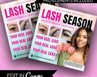 Folleto de reservas de primavera, ofertas de primavera, reserva ahora, reservas de marzo a abril, promoción especial para cabello, pestañas, uñas, maquillaje, trenzas, pelucas e instalación.