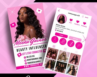 Pink Instagram Business Cards, DIY Canva Template Design, Make Up Artist Cards, Lash Cards, Hair Salon Cards, Premade Beauty Business Card