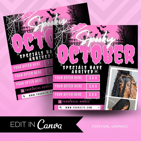 Halloween Braid Flyer, Braid Flyer, Braid Halloween Flyer, October Booking, Fall Braid Flyer, Braid Special