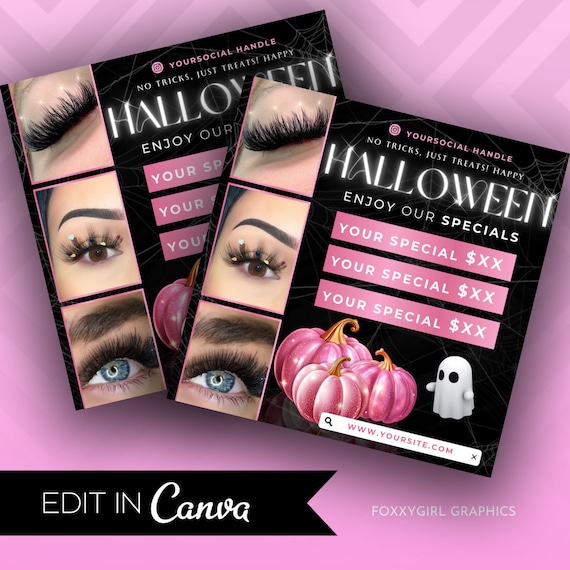 Halloween Lash Flyer, Halloween Lash Sale, Lash Halloween Flyer, October Booking, Fall Lash Flyer, Lash Flyer, Lash Sale Flyer