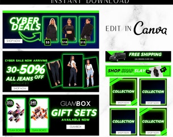 DIY Boutique Website Banner Set, Canva Template (Digital Download)