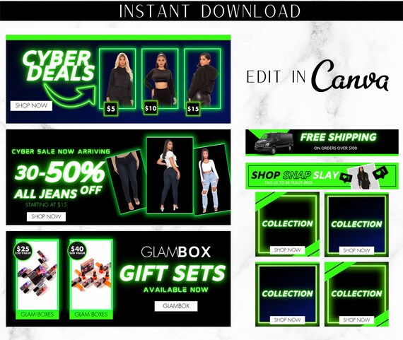 DIY Boutique Banner Set, DIY Shopify Web Banners, DIY Wix Website Banners, Website Banner Set