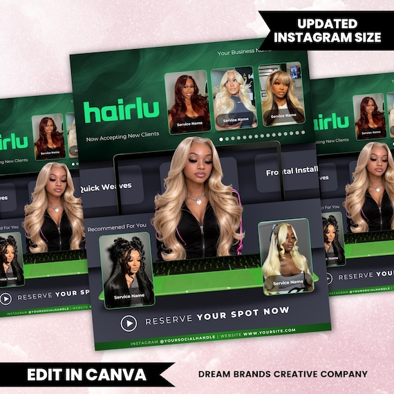 Hairlu Booking Flyer Template, Streaming Theme Beauty Flyer, Hair Lash Nail MUA Booking Flyer, Editable Canva Template, Booking Flyer