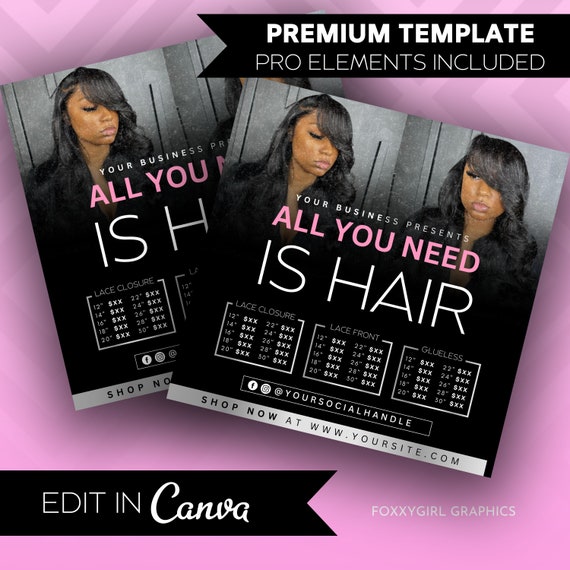 DIY Ready to wear wig flyer, Sale, Social media post, Editable on Canva, Graphic design, Hairstylist, Wig seller, Instagram post, Discount
