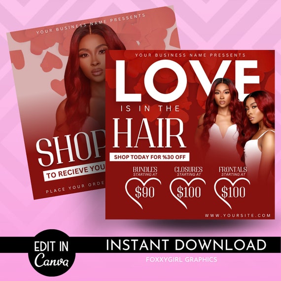 DIY Valentine's Day Flyer, Boutique, Instagram Flyer, Wigs, Bundles, Makeup Artist, Eyelash Tech, Nail Tech