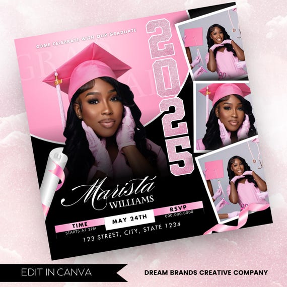 Editable Graduation Invitation Flyer, Graduation Party, Class Of 2025 Flyer, Graduate Flyer, Graduation Party,Graduation Invitation Template