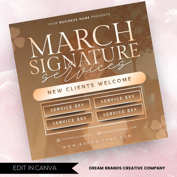 March Booking Flyer, March Flyer, March Books, Book Now Flyer, March Madness Flyer, MUA Lashes Nails Hair March Flyer, Canva Editable