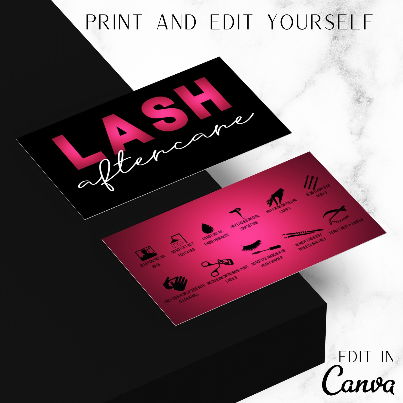 LASH AFTERCARE CARD Template Lash Care Steps Business Card Etsy