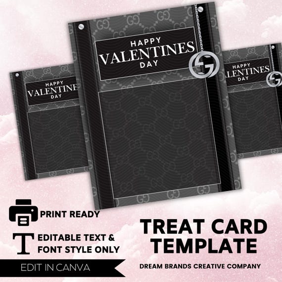 Designer Valentines Day treat card templates, Jumbo Valentines Day card, Valentines Day Gift, Luxury Gift Card, print ready, Canva Template