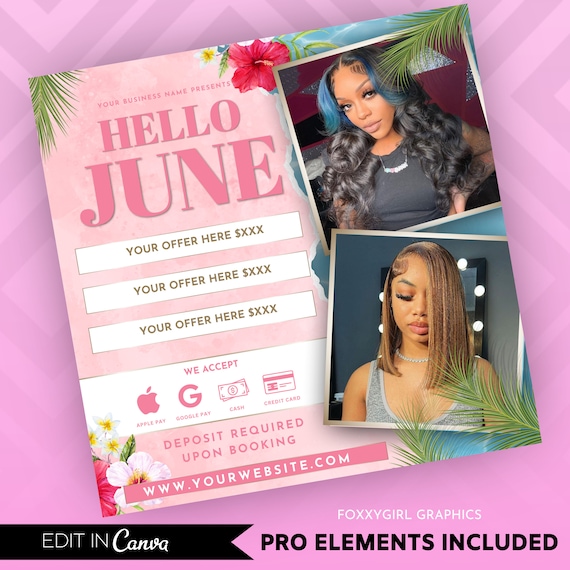 Summer Booking Flyer, Summer Break, Summer Special, Summer Appointments Books Open June July August Hair Braids Lash Nails Makeup Wig Wax