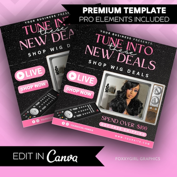 DIY Ready to wear wig flyer, Sale, Social media post, Editable on Canva, Graphic design, Hairstylist, Wig seller, Instagram post, Discount