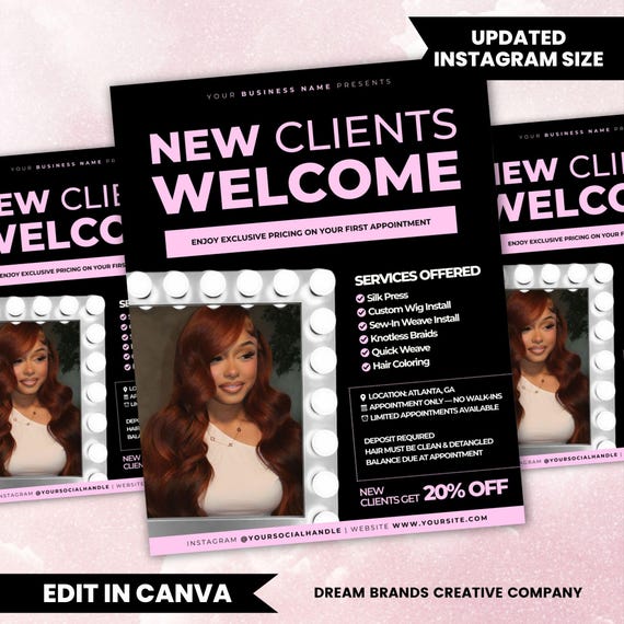 New Client Hair Flyer Template, First Time Client Special Promo, Hairstylist Welcome Offer Ad, Salon New Customer Flyer Canva Editable