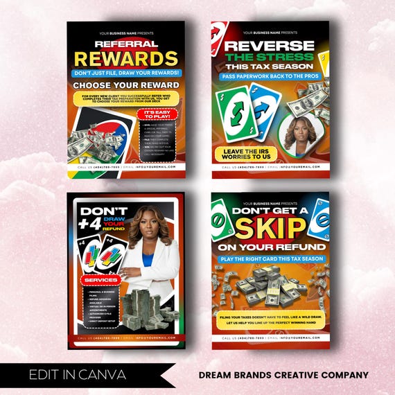 4 Fully Editable Tax Prep Service Flyers, 2026 Tax Season Flyers, Income Tax Preparer Flyers, Accounting Services Flyers, Canva Template